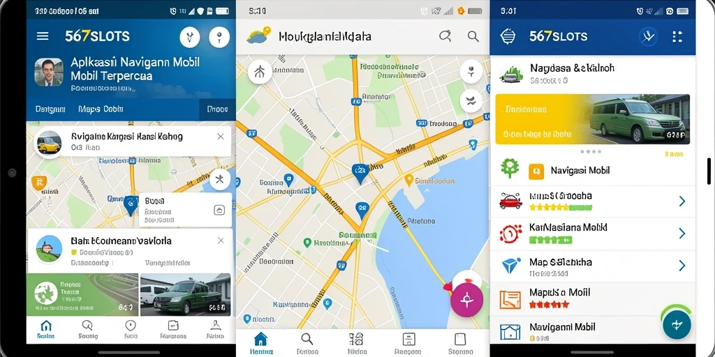 Tampilan antarmuka aplikasi Navigasi Mobil 567SLOTS yang intuitif.