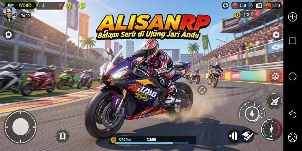 Tampilan antarmuka game Balap Motor yang menarik dan dinamis.