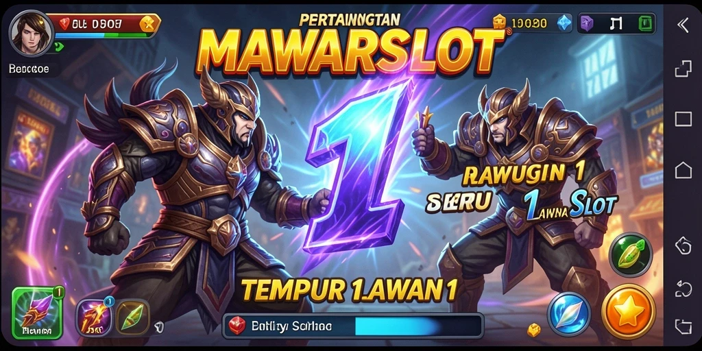 Antarmuka seru MAWARSLOT saat pertarungan 1 Lawan 1.