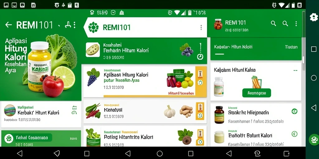 Screenshot antarmuka REMI101 menampilkan fitur Hitung Kalori yang praktis.