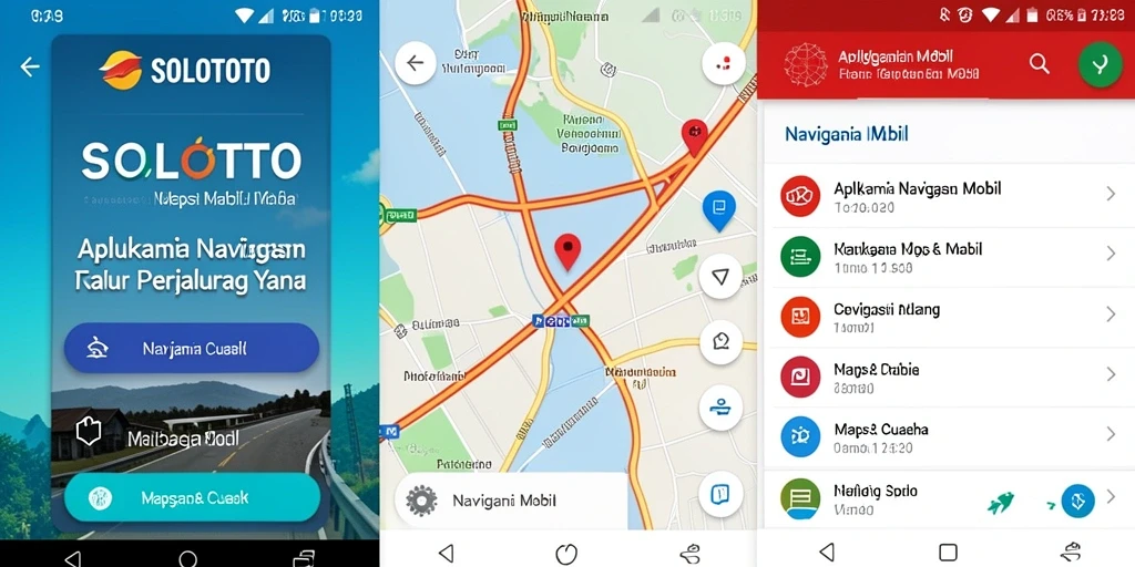 Antarmuka utama SOLOTOTO yang menunjukkan rute navigasi mobil.